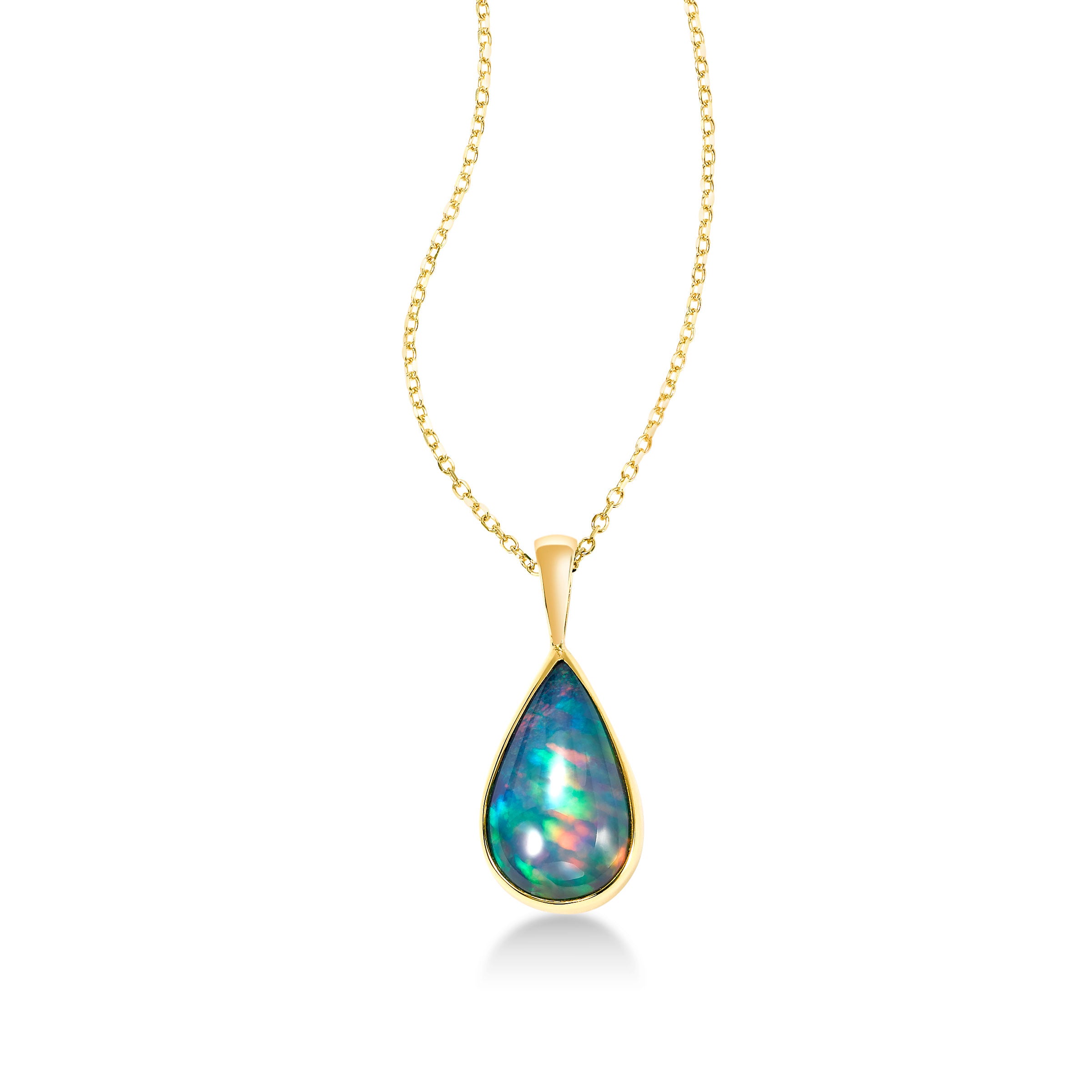 Lab-Created Opal Necklace Diamond Accents 10K Yellow Gold | Kay
